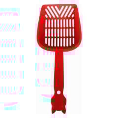 Markapet İnce Elekli Kedi Kumu Küreği Medium 10-25 cm Kırmızı