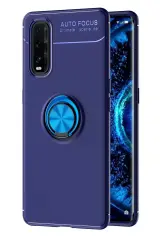 Newface Oppo Find X2 Kılıf Range Yüzüklü Silikon - Mavi
