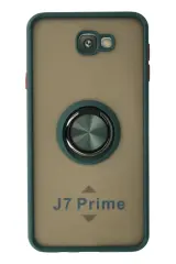 Newface Samsung Galaxy J7 Prime Kılıf Montreal Yüzüklü Silikon Kapak - Yeşil