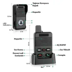 Hello D90 1000 Mah Şarjlı Kapalı Devre Görüntülü Diyafon Konuşma Sistemi