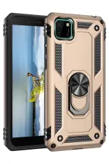Newface Huawei Y5p Kılıf Sofya Yüzüklü Silikon Kapak - Gold