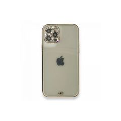 İphone 12 Pro Kılıf Liva Taşlı Silikon - Beyaz