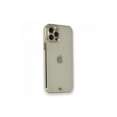 İphone 12 Pro Kılıf Liva Taşlı Silikon - Beyaz