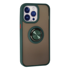 İphone 15 Pro Kılıf Montreal Yüzüklü Silikon Kapak - Yeşil