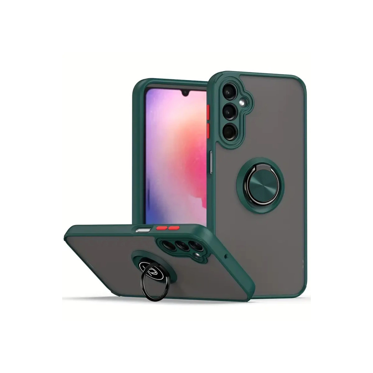 Samsung Galaxy A56 Kılıf Montreal Yüzüklü Silikon Kapak - Yeşil