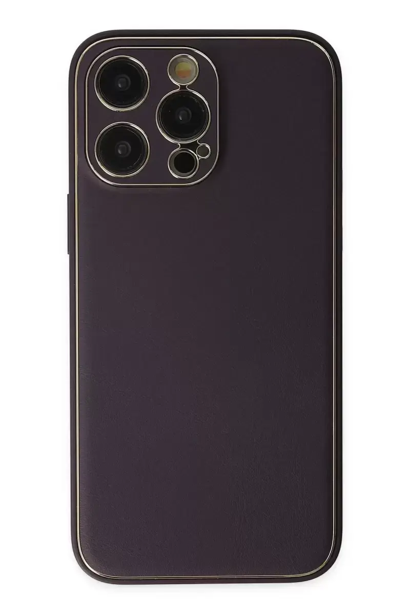 Newface Apple İphone 13 Pro Kılıf Coco Deri Silikon Kapak - Derin Mor