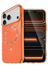 Newface Apple İphone 17 Pro Max Live Diamond Magsafe Kapak - Turuncu