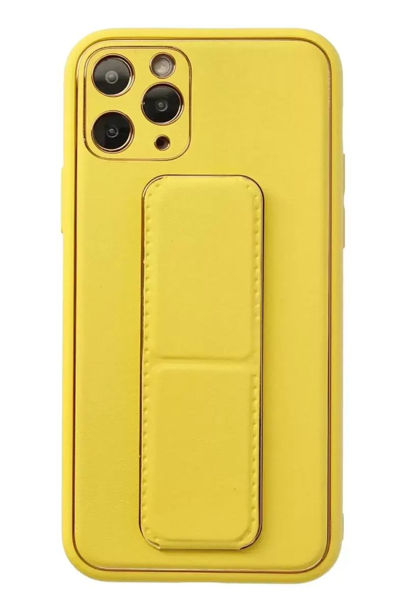 Newface Apple İphone 11 Pro Kılıf Coco Deri Standlı Kapak - Sarı