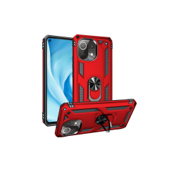 Xiaomi Mi 11 Lite Kılıf Sofya Yüzüklü Silikon Kapak - Kırmızı