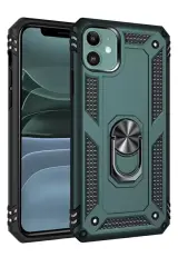 Newface İphone 11 Kılıf Sofya Yüzüklü Silikon Kapak - Yeşil