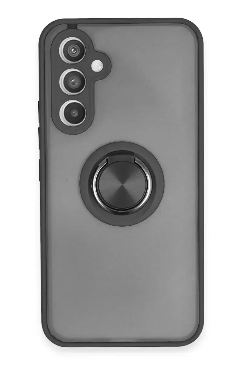 Newface Samsung Galaxy A34 5g Kılıf Montreal Yüzüklü Silikon Kapak - Siyah
