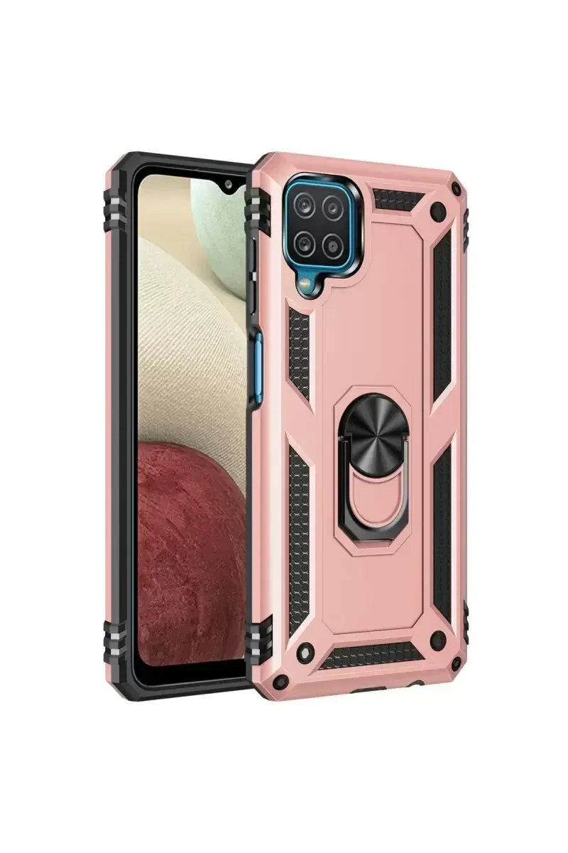 Newface Samsung Galaxy A22 Kılıf Sofya Yüzüklü Silikon Kapak - Rose