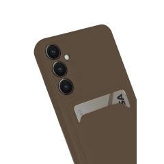 Samsung Galaxy S24 Fe Kılıf Kelvin Kartvizitli Silikon - Kahverengi