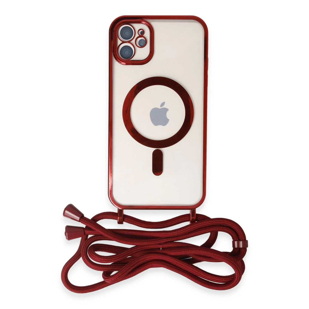 İphone 12 Kılıf Divo Lazer Askılı Magsafe Kapak - Kırmızı