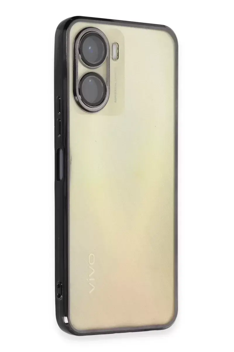 Newface Vivo Y16 Kılıf Razer Lensli Silikon - Siyah