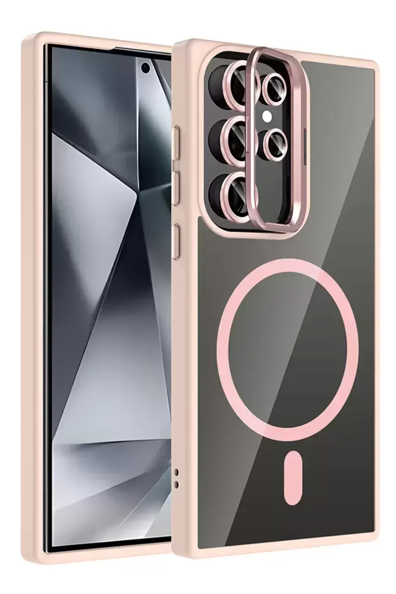 Joko Samsung Galaxy S25 Ultra Remim Lensli Magsafe Standlı Kapak - Pembe