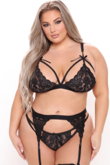 Siyah Dantelli Büyük Beden Jartiyer Takımı Tm1296