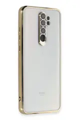 Newface Xiaomi Redmi Note 8 Pro Kılıf Razer Lensli Silikon - Gold