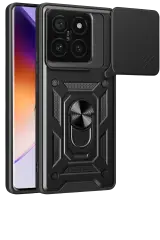 Newface Xiaomi Mi 14t Pro Kılıf Pars Lens Yüzüklü Silikon - Siyah