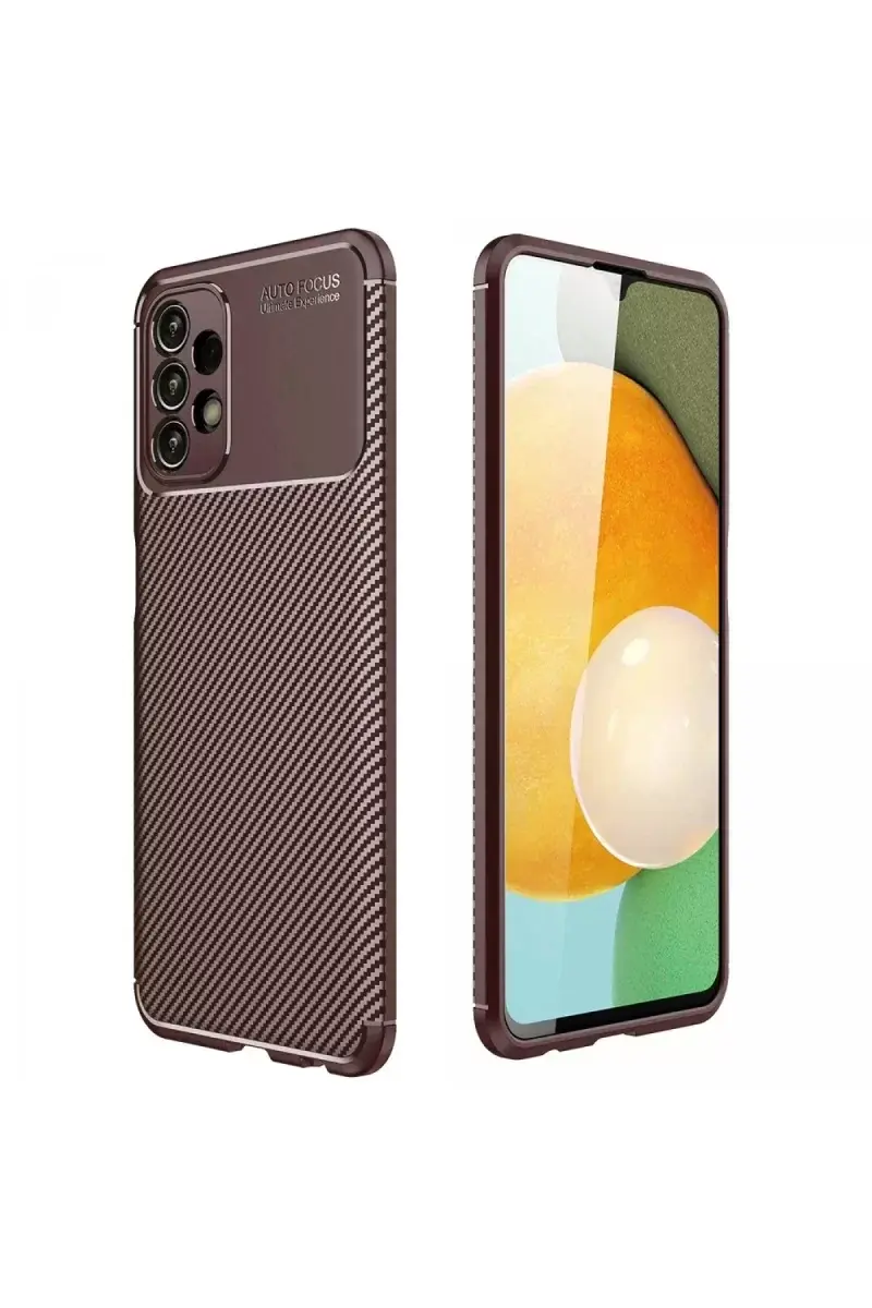 Newface Samsung Galaxy A13 4g Kılıf Auto Focus Karbon Kapak - Kahverengi
