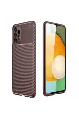 Newface Samsung Galaxy A13 4g Kılıf Auto Focus Karbon Kapak - Kahverengi