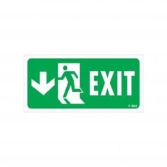 Exit Aşağı Sol Ok İşaretli Uyarı Levhası 17,5x25 KOD:954