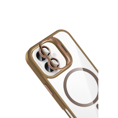Joko  İphone 16 Remim Lensli Magsafe Standlı Kapak - Kahverengi