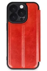 Newface İphone 16 Pro Max Kılıf Flip Cover - Kırmızı