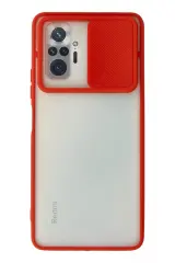 Newface Xiaomi Redmi Note 10 Pro Kılıf Palm Buzlu Kamera Sürgülü Silikon - Kırmızı