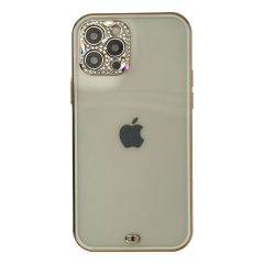 İphone 12 Pro Max Kılıf Liva Taşlı Silikon - Beyaz