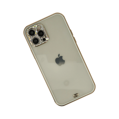 İphone 12 Pro Max Kılıf Liva Taşlı Silikon - Beyaz