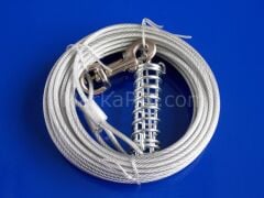 Percell Yaylı Köpek Bahçe Bağlama Çelik Halat 9 Metre*30Kg