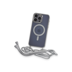 İphone 12 Pro Kılıf Divo Lazer Askılı Magsafe Kapak - Gümüş