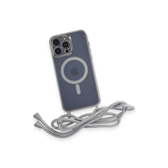 İphone 12 Pro Kılıf Divo Lazer Askılı Magsafe Kapak - Gümüş