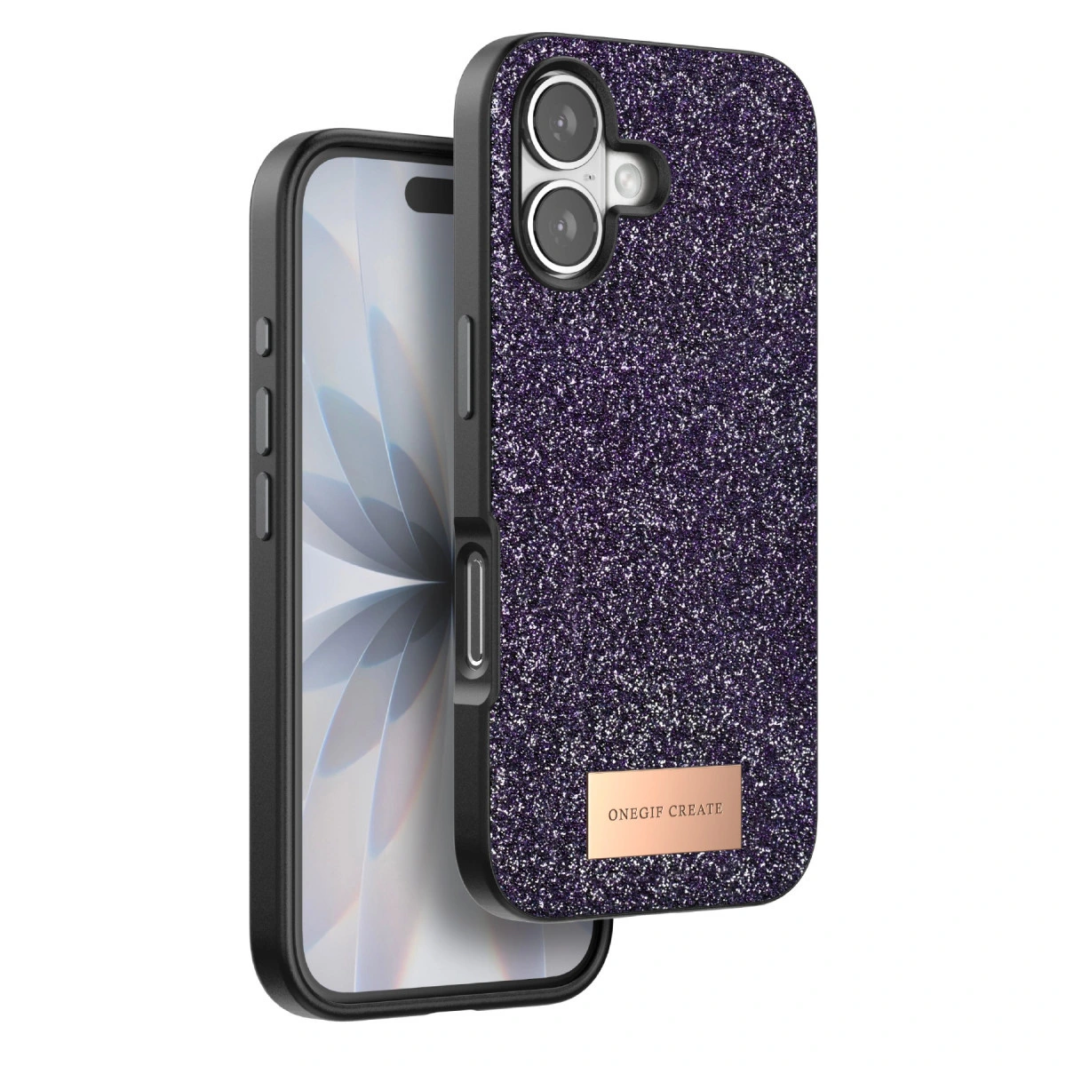 Onegif  İphone 17 Bright Simli Kapak - Derin Mor