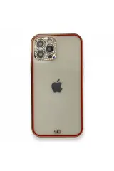 Newface İphone 12 Pro Kılıf Liva Taşlı Silikon - Kırmızı