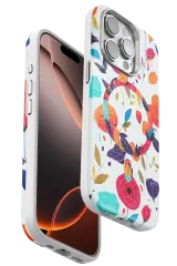 Onegif İphone 14 Pro Max Flower Series Magsafe Kapak - Beyaz