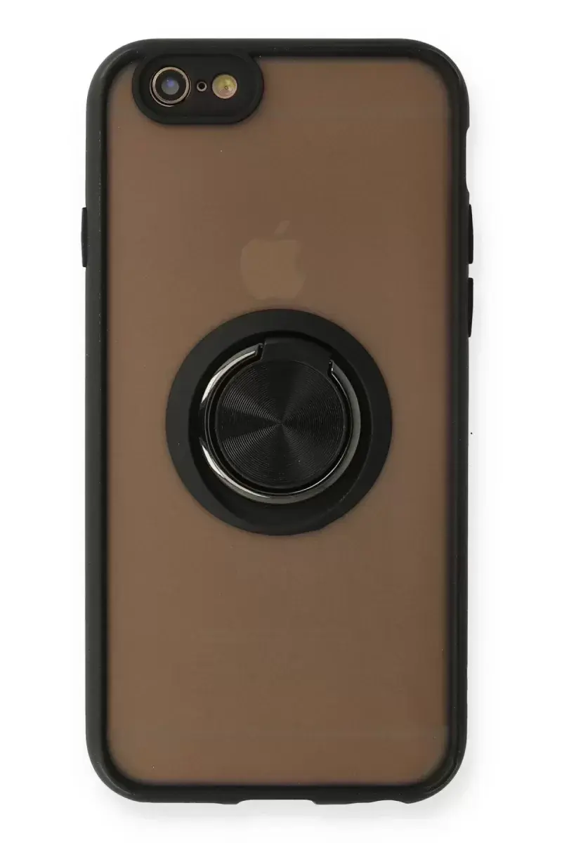 Newface İphone 6 Kılıf Montreal Yüzüklü Silikon Kapak - Siyah