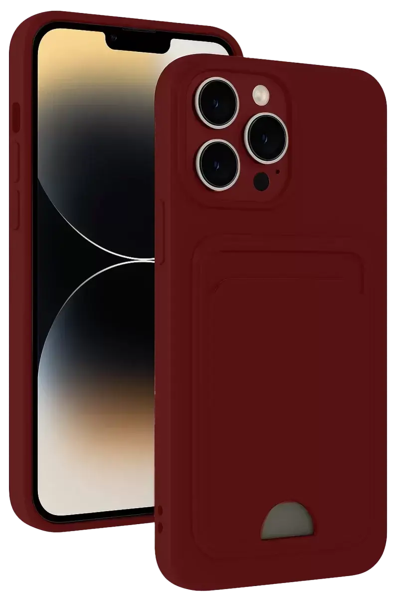 Newface Apple İphone 15 Pro Max Kılıf Kelvin Kartvizitli Silikon - Bordo