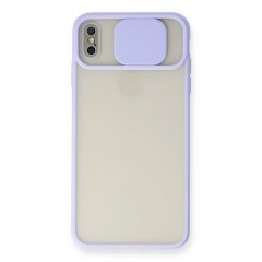 İphone X Kılıf Palm Buzlu Kamera Sürgülü Silikon - Lila