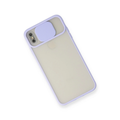 İphone X Kılıf Palm Buzlu Kamera Sürgülü Silikon - Lila