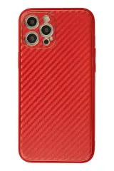 Newface İphone 12 Pro Max Kılıf Coco Karbon Silikon - Kırmızı