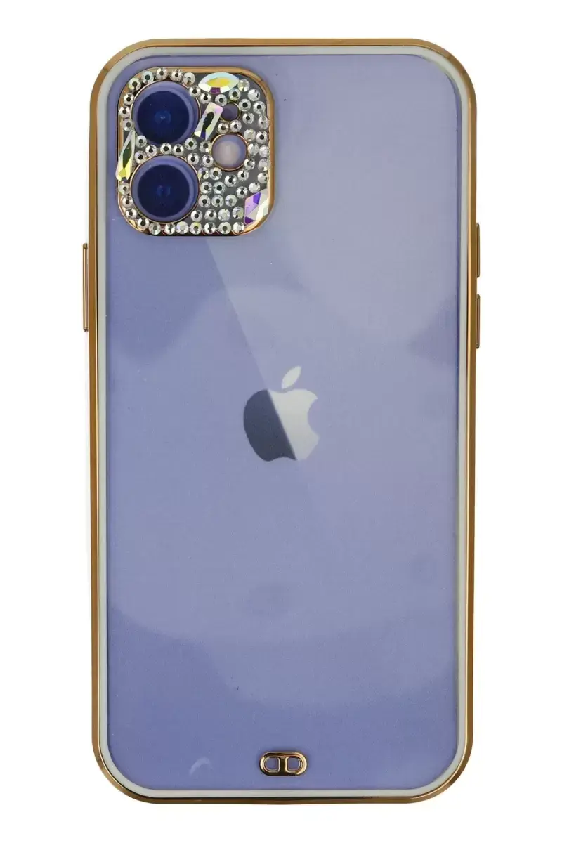 Newface Apple İphone 12 Kılıf Liva Taşlı Silikon - Beyaz