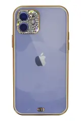 Newface Apple İphone 12 Kılıf Liva Taşlı Silikon - Beyaz