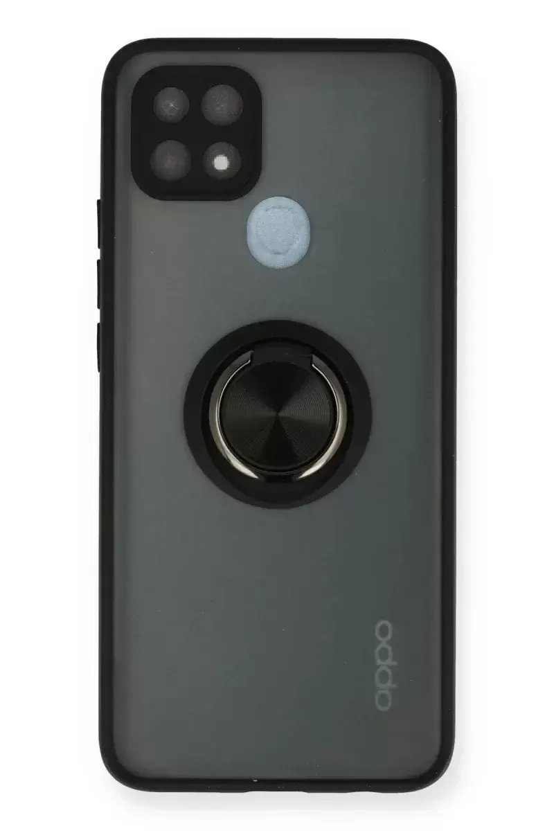 Newface Oppo A15 Kılıf Montreal Yüzüklü Silikon Kapak - Siyah