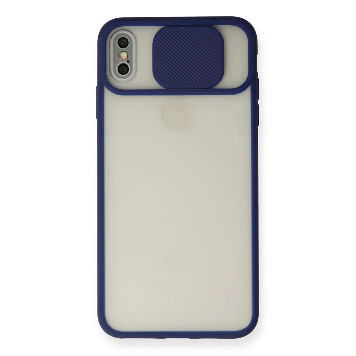 İphone X Kılıf Palm Buzlu Kamera Sürgülü Silikon - Lacivert