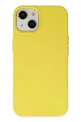Newface Apple İphone 14 Kılıf Nano İçi Kadife Silikon - Sarı