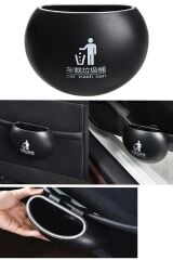 Araç İçi Taşınabilir Araba Çöp Kutusu Yuvarlak Siyah