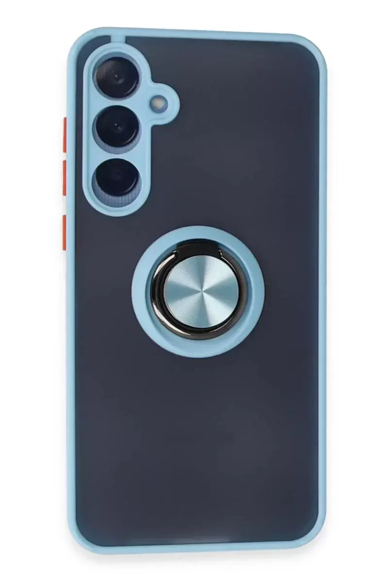 Newface Samsung Galaxy A15 4g Kılıf Montreal Yüzüklü Silikon Kapak - Buz Mavi