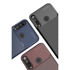 Huawei P40 Lite E Kılıf Auto Focus Karbon Kapak - Siyah